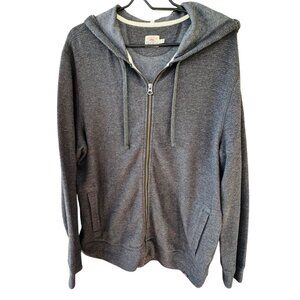 Faherty Mens Gray Full-Zip Waffle-Knit Hoodie Jacket Large Made In Vietnam